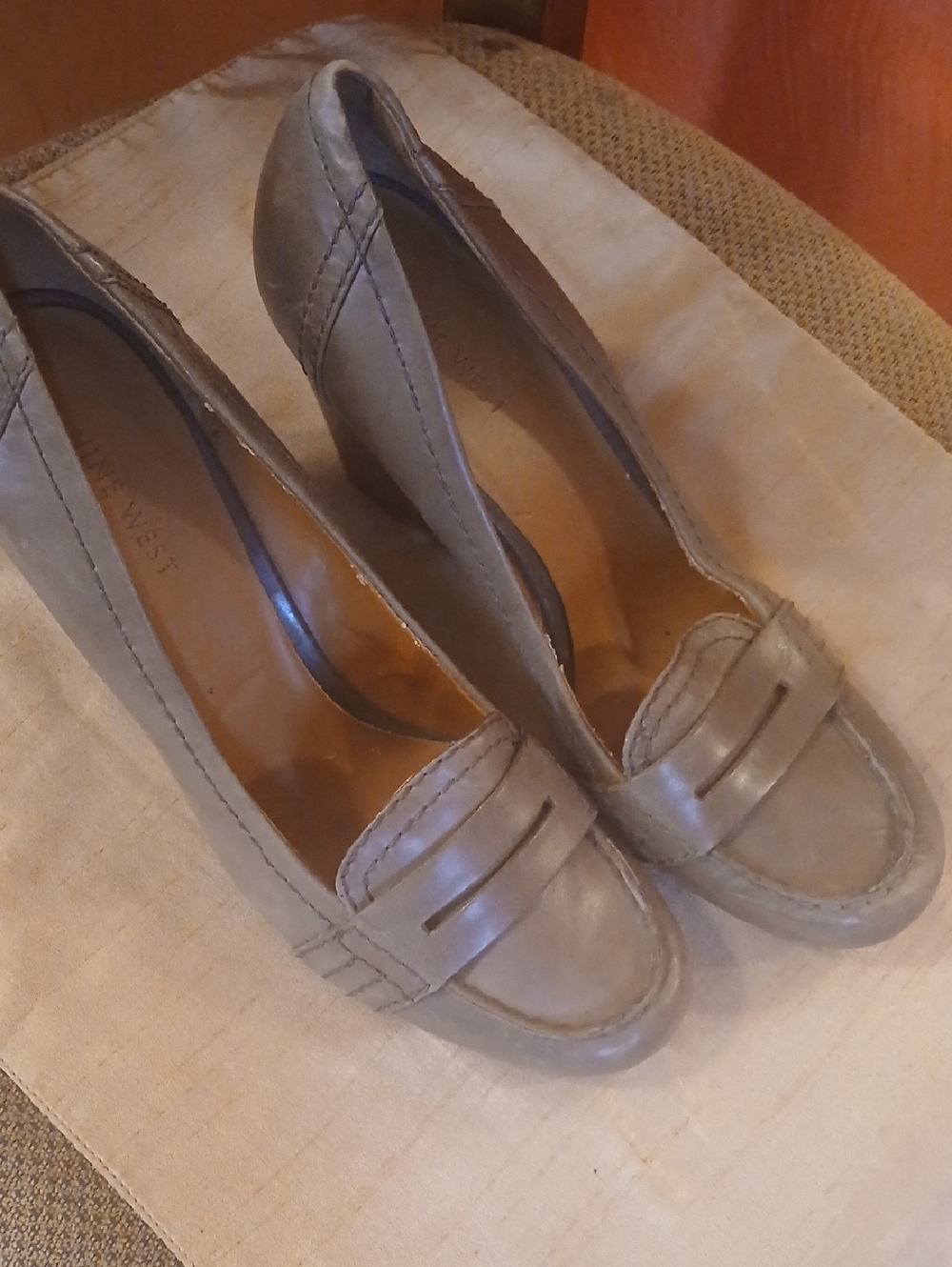 Classic Taupe Leather Loafer Pump - Women